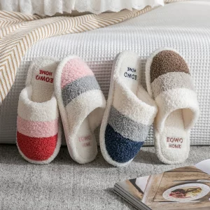 Casual Fluffy Slippers Women House Flat Fashion Popular Designer Shoes Ladies Home Plush Warm Winter Elegant Footwear Large Size